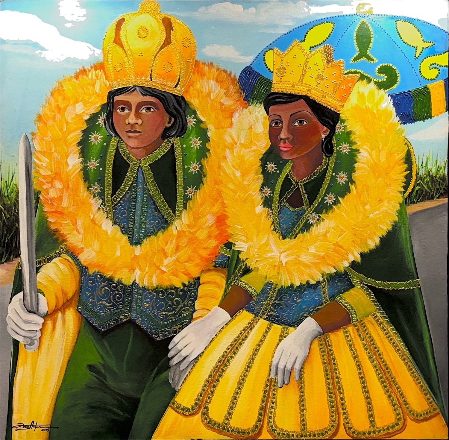 Rei e Rainha do Maracatu, tela de João Artur de 2019